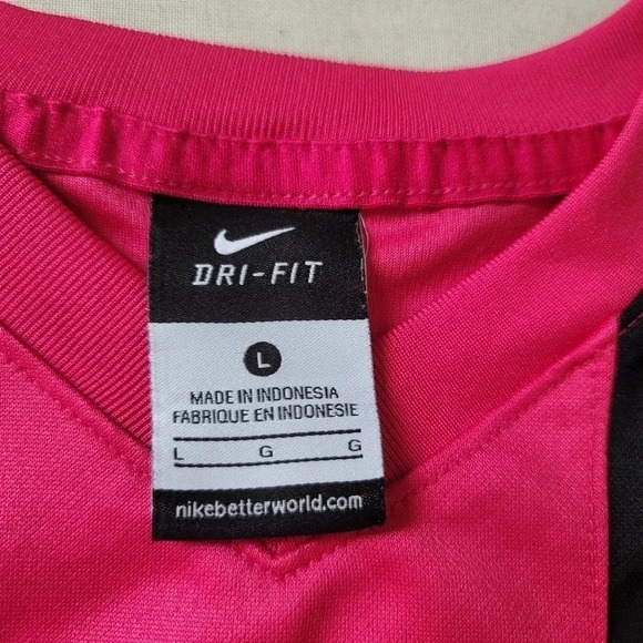 Nike Dri Fit Athletic T Shirt YOUTH Size Large Athletic Top Logo Pink Black - Picture 4 of 11
